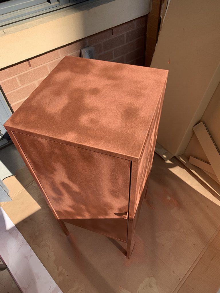 Spray painted copper ikea lixhult cabinet