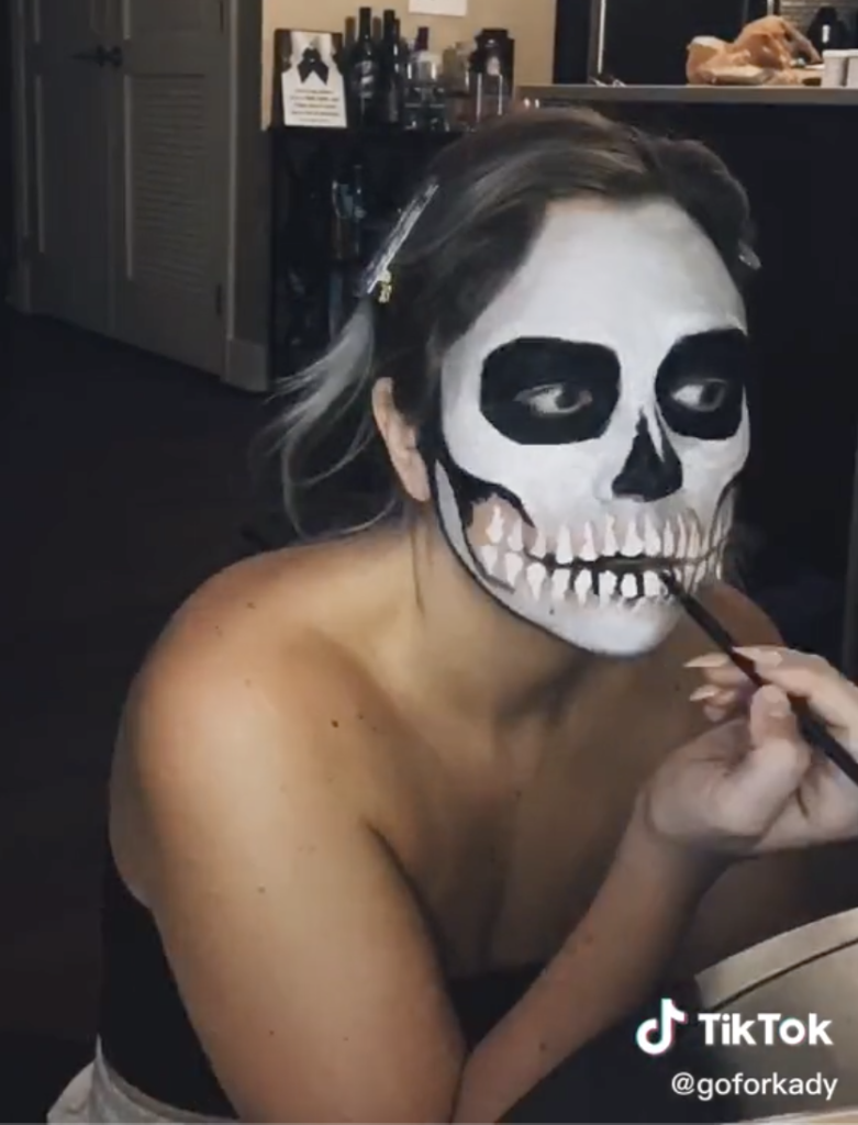 Adding in details for skeleton makeup for halloween
